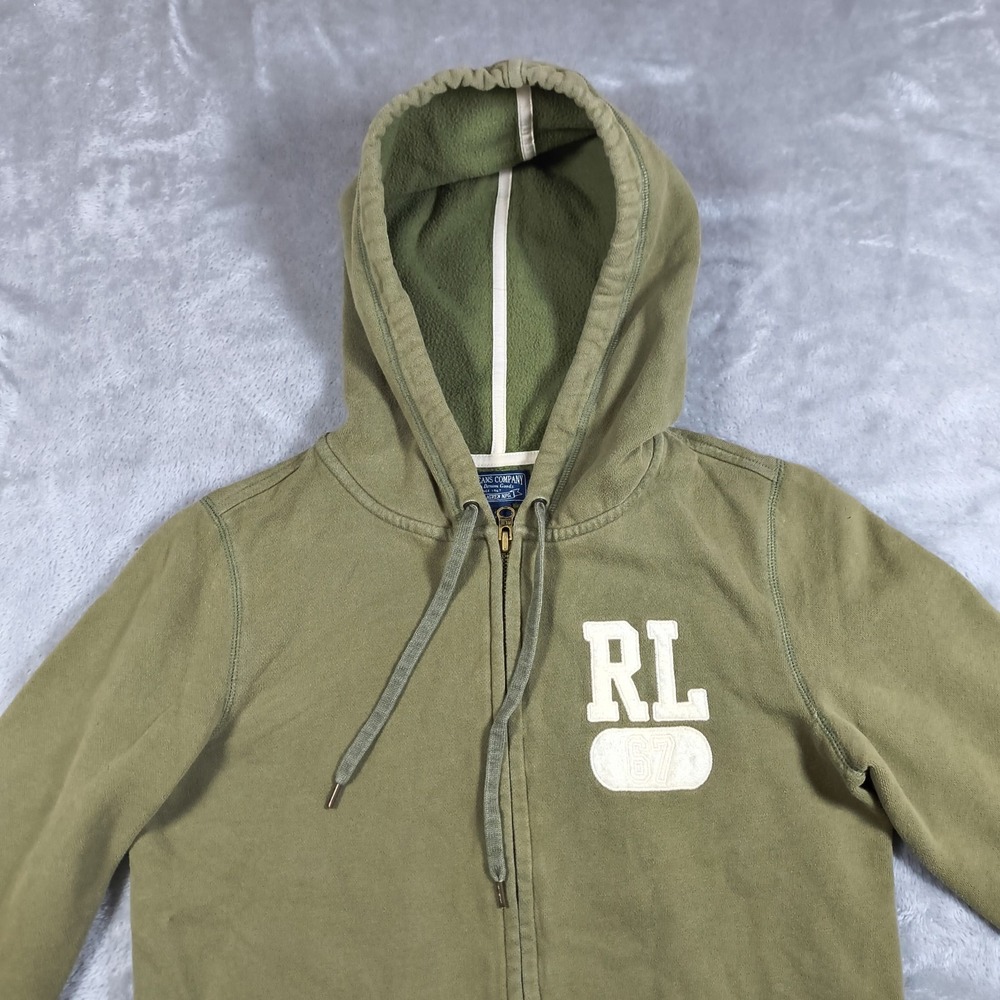 Polo Jeans Hoodie Mens Small Green Ralph‎ Lauren Full Zip Embroidered RL 67